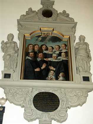 Jacob Madsen, Karen Eilersdatter og familie c.1655 Iver Nielsen Brun og Jacob Madsen, handelsmand og borgmester,f. 1596 d. 1653, med hustru Karen Eilersdatter, f. 1591 d....