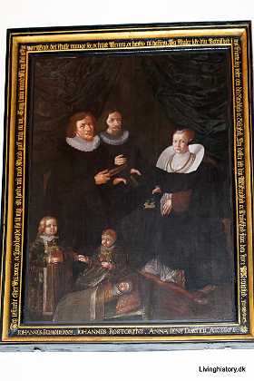 Hans Andresen Schrøder c.1655 Anni Jensdatter d. 1699 med sine to mænd Magister Hans Andresen Schrøder - f. 1609 d. 1650 og hans eftermand i embedet...