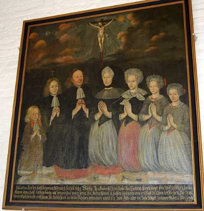 Kromand Mattias Jenssen Holst 1690. Epitafium over Kromand Mattias Jenssen Holst med hustru Anna og børn. Ca. 1690. 1690-99 Lolland-Falster stift