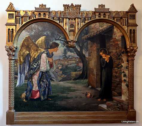 Herlufsholm kirke Bebudelsen Harald Slott-M�ller - Bebudelsen malet i 1928-29 H�nger i den ene korsarm. Maleriet har i mange �r h�ngt i d�bsv�relset,...