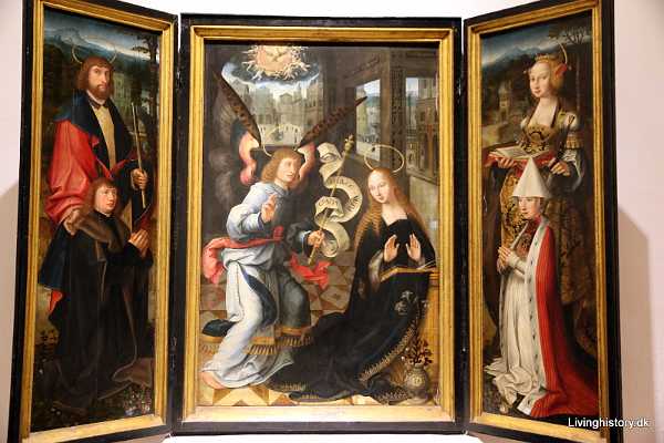 Altarpiece The Gavnoe retable Altarpiece/triptych, house altar of Alderman Hermann Plönnies and wife Ida Greverade, Lübeck ca. 1520. Artist Jacob...